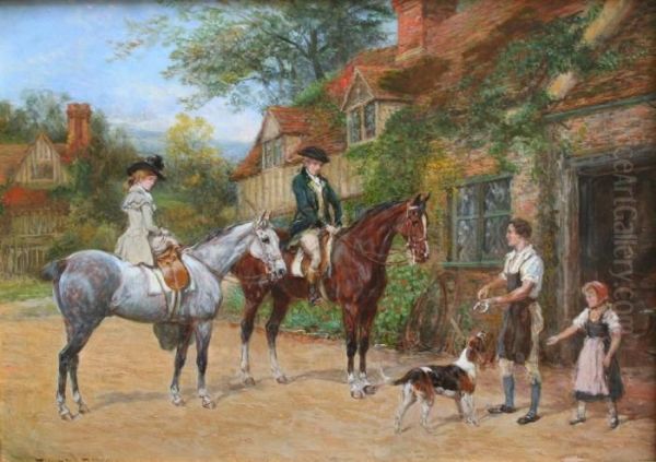 A Visit To The Farrier Oil Painting by Heywood Hardy