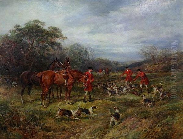 Hunting Scene Oil Painting by Heywood Hardy