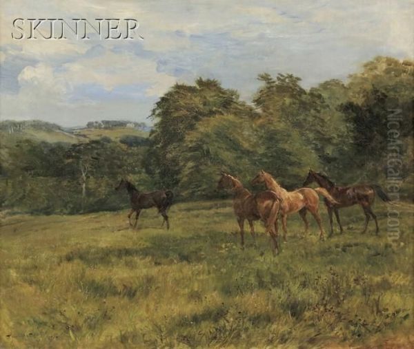 The Yearlings Oil Painting by Heywood Hardy