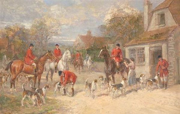 A Hunting Morning Oil Painting by Heywood Hardy