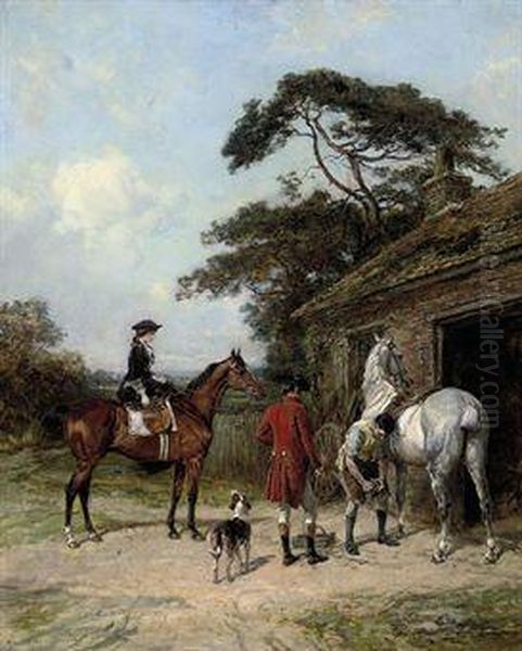 A Visit To The Blacksmith Oil Painting by Heywood Hardy