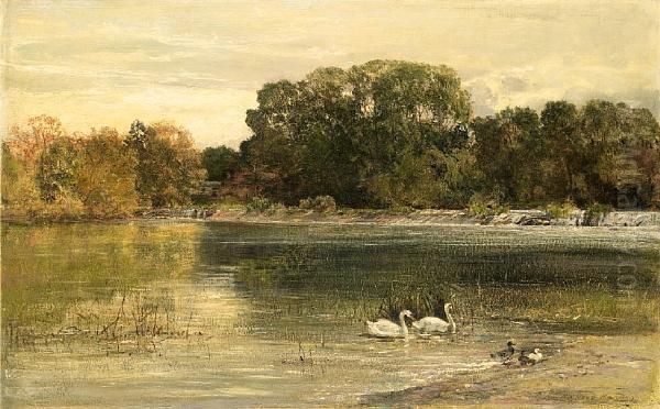 River Landscape Oil Painting by Heywood Hardy