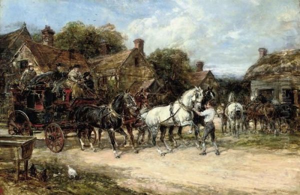 Leaving For Town Oil Painting by Heywood Hardy