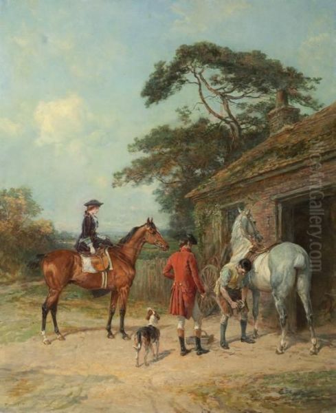 Visit To The Blacksmith Oil Painting by Heywood Hardy