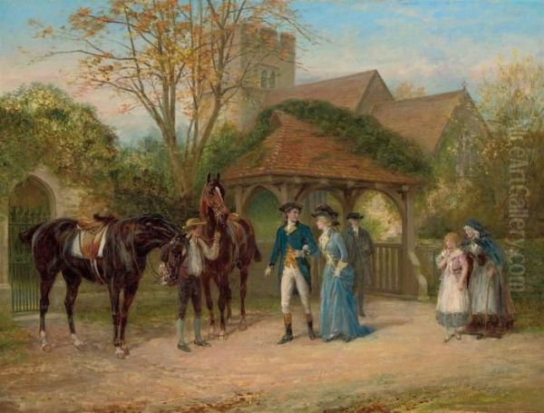 A Visit To The Church Oil Painting by Heywood Hardy