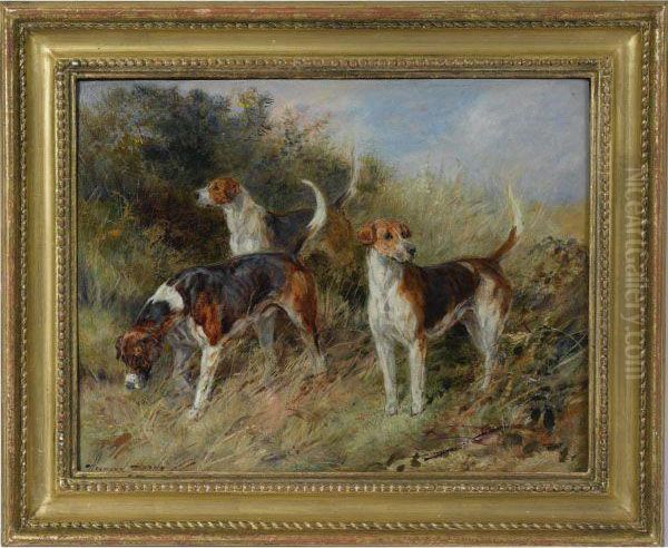 Dandy, Nigel, And Sapphire: North Shropshire Foxhouds Oil Painting by Heywood Hardy