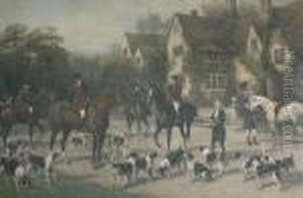 The Meet At The Manor Oil Painting by Heywood Hardy