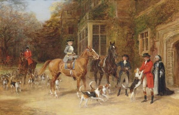 Off To The Hunt Oil Painting by Heywood Hardy