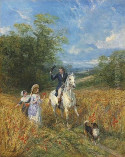 A Passing Greeting Oil Painting by Heywood Hardy