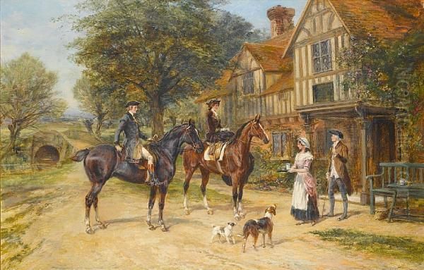 A Pause For Refreshment Oil Painting by Heywood Hardy