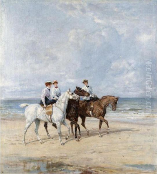 Riding On The Dunes Oil Painting by Heywood Hardy