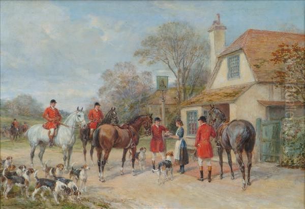 The Meet At The Bell Oil Painting by Heywood Hardy