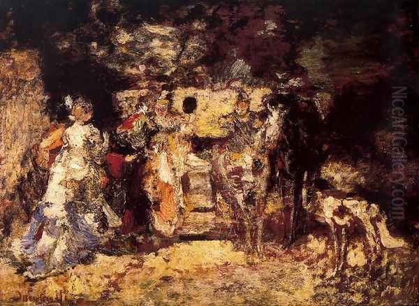 Ladies in a park Oil Painting by Adolphe Joseph Thomas Monticelli