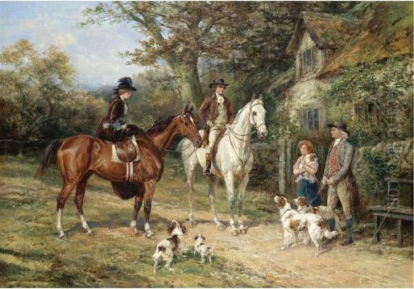 A Convivial Greeting Oil Painting by Heywood Hardy