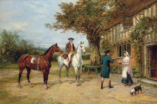 A Halt At The Inn Oil Painting by Heywood Hardy