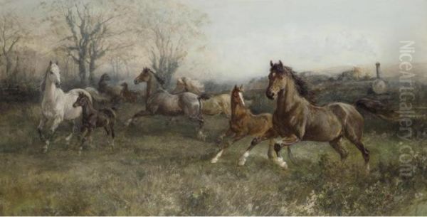 Startled Oil Painting by Heywood Hardy