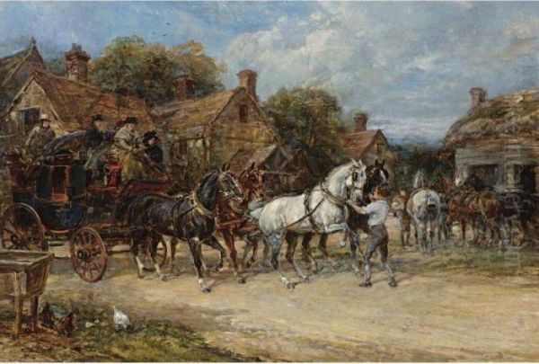 Arrival Of The Coach Oil Painting by Heywood Hardy