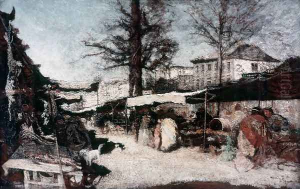 The market at Marseille Oil Painting by Adolphe Joseph Thomas Monticelli