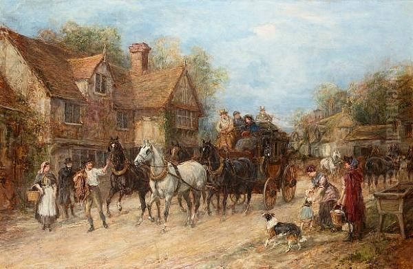 The Morning Coach Oil Painting by Heywood Hardy