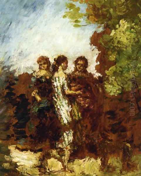 Three Friends Oil Painting by Adolphe Joseph Thomas Monticelli