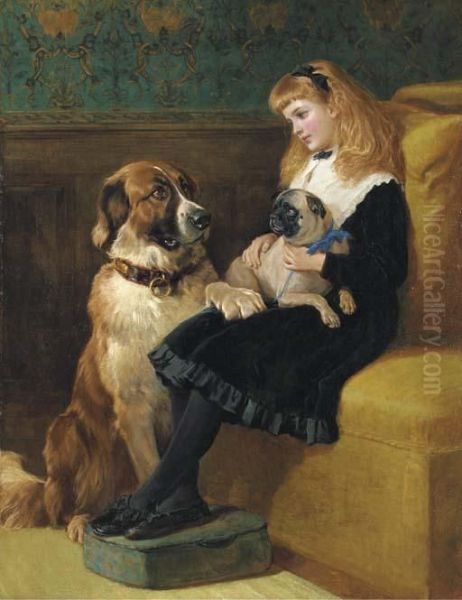 Her Only Playmates Oil Painting by Heywood Hardy