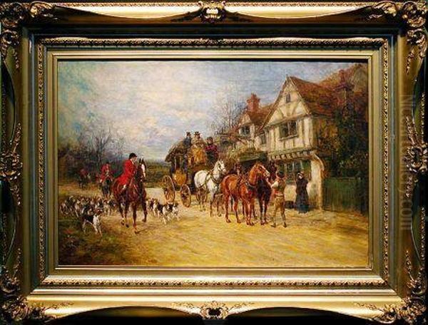 Passing The Coach Oil Painting by Heywood Hardy