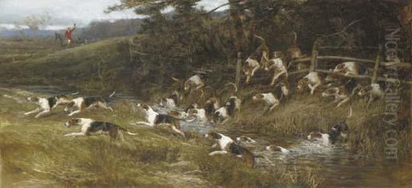 Hounds Of The Tickham Hunt, Kent Oil Painting by Heywood Hardy