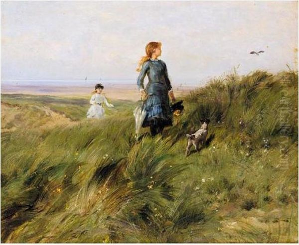 On The Sand Dunes Oil Painting by Heywood Hardy