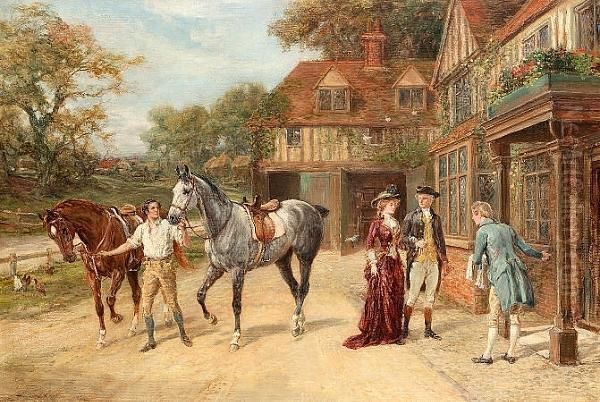 After The Morning Gallop Oil Painting by Heywood Hardy