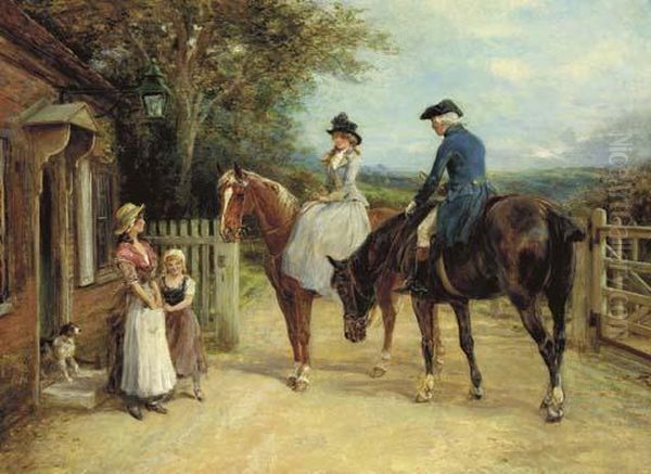 A Stop Before The Ride Oil Painting by Heywood Hardy