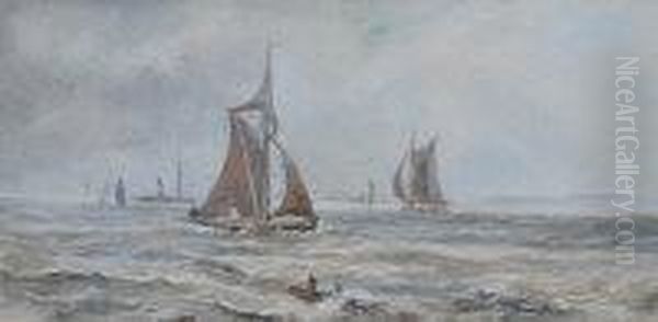 Fishing Boats Oil Painting by Thomas Bush Hardy