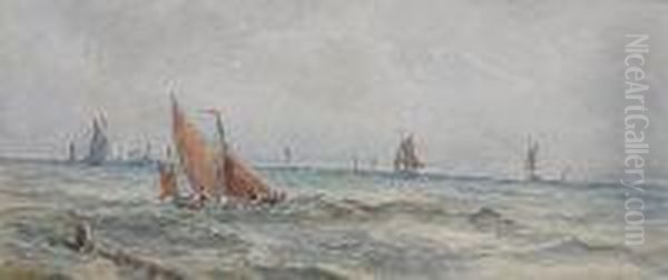 Fishing Boats Oil Painting by Thomas Bush Hardy