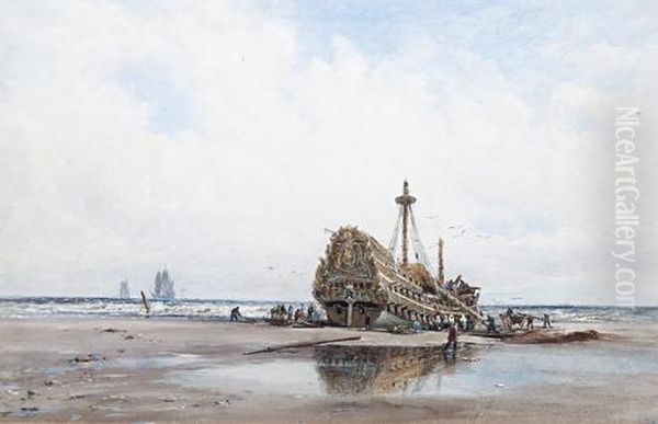 A Wreck Oil Painting by Thomas Bush Hardy