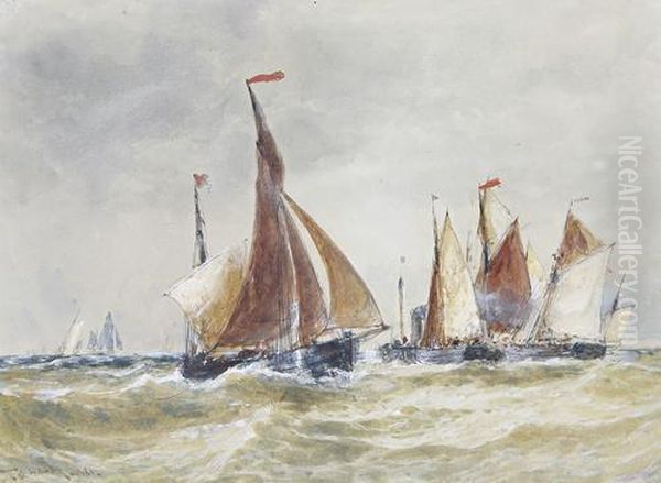 Fishing Boats Oil Painting by Thomas Bush Hardy