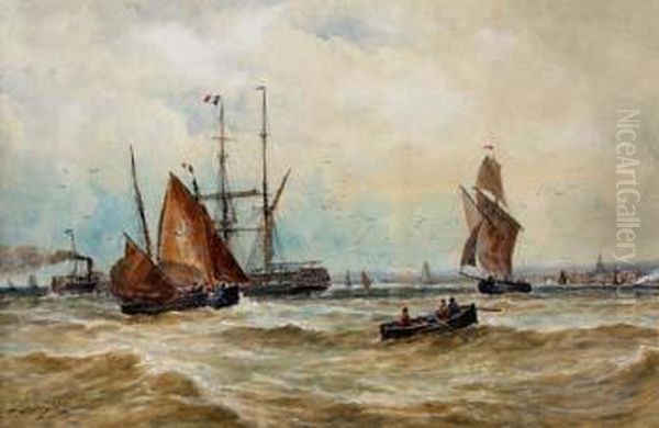 Shipping Off Calais Oil Painting by Thomas Bush Hardy