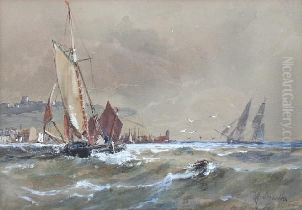 Off Scarborough Oil Painting by Thomas Bush Hardy