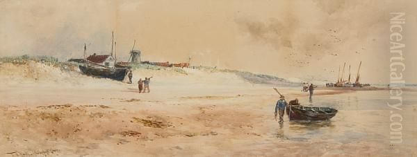 A Norfolk Shore Oil Painting by Thomas Bush Hardy