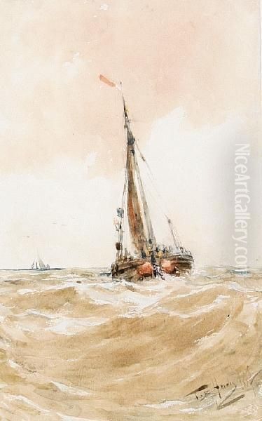 Fishing, North Sea Oil Painting by Thomas Bush Hardy