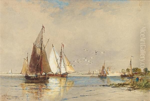 On The Maas Oil Painting by Thomas Bush Hardy