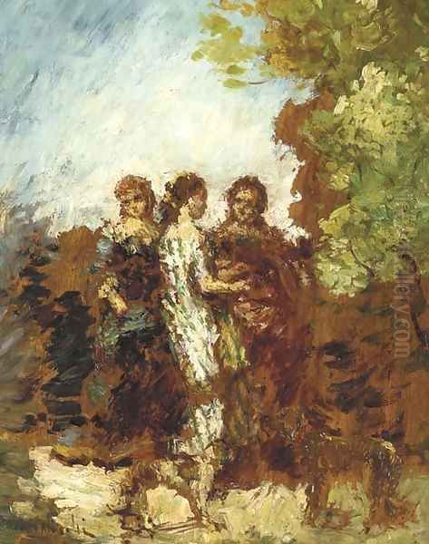 Les trois amies Oil Painting by Adolphe Joseph Thomas Monticelli