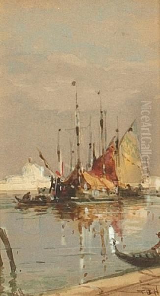 Fishing Boats In Venice Oil Painting by Thomas Bush Hardy