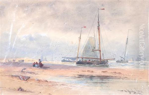 Dutch Coastal Scene Oil Painting by Thomas Bush Hardy