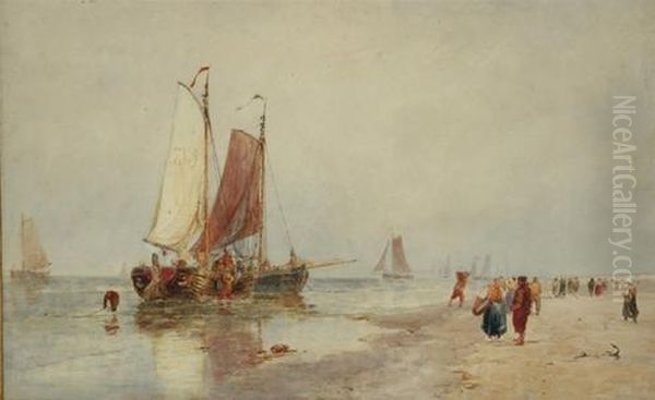 Dutch Coastal Landscape Oil Painting by Thomas Bush Hardy