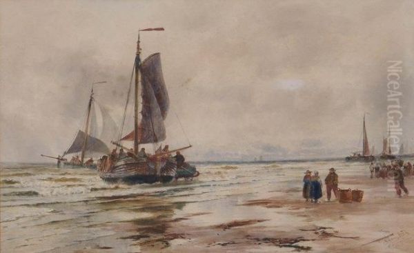 Katwijk An Zee Oil Painting by Thomas Bush Hardy