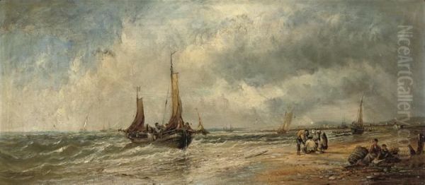 The Return Of The Fishing Fleet Oil Painting by Thomas Bush Hardy