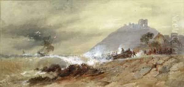 Wreck Off Criccieth, North Wales Oil Painting by Thomas Bush Hardy