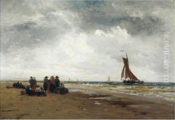 On The Dutch Coast Oil Painting by Thomas Bush Hardy