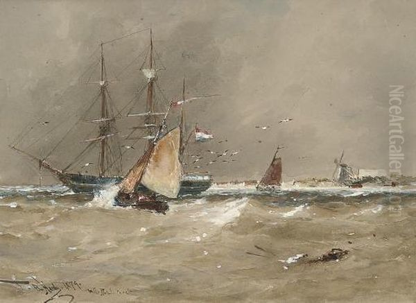 On The Dutch Coast Oil Painting by Thomas Bush Hardy