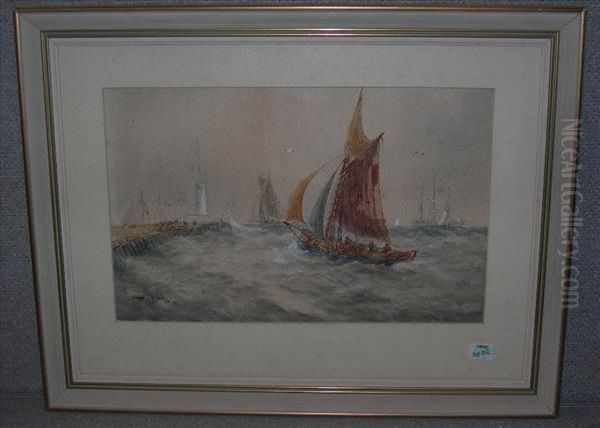 Description
After Thomas Bush Hardy Fishingboat At Quay Side Oil Painting by Thomas Bush Hardy