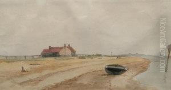 Attributed To Thomas Bush Hardy Rba -- Low Tide; Watercolour, Signed, 20.5x29.5cm Oil Painting by Thomas Bush Hardy